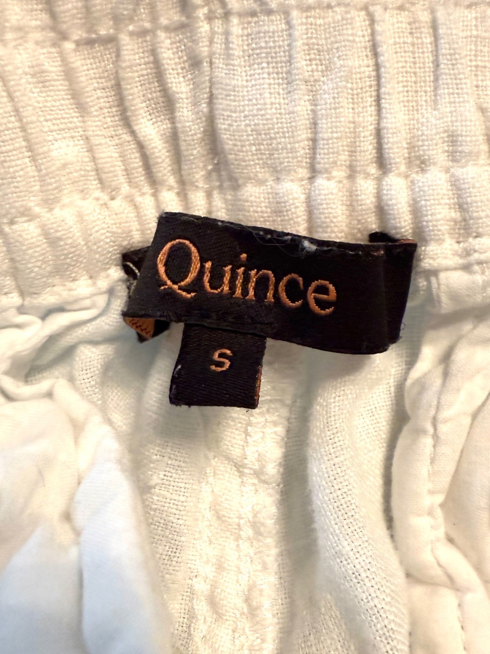 Quince White 100% European Linen Shorts Elastic Drawstring Pocket Size Small EUC - Picture 2 of 13